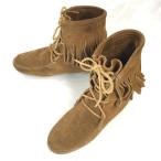 ショッピングMINNETONKA MINNETONKA★本革/スエード/フリンジブーツ【7/24.0程度/茶/BROWN】レースアップ/Shoes◆WB78-1