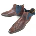  Europe Vintage * натуральная кожа / Goodyear производства закон / со вставкой из резинки ботинки [7/25.5-26.0/ чай /BROWN] Wing chip / производитель неизвестен /Shoes*WB74-22