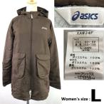 asics/アシックス★防寒/中綿入り/ベンチコート【レディースL/茶/brown】フード付き/スポーツアウター/Coat/Jumper/jacket◆BJ096-c