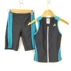  чистка settled / прекрасный товар / сделано в Японии *adidas/ Adidas * фитнес / купальный костюм / выставить [ женский S/black×blue] раздельный / безрукавка / шорты *BJ134k
