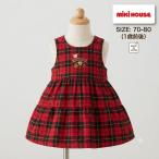  редкость / сделано в Японии /Vintage*MIKI HOUSE/ Old Miki House * сарафан One-piece baby [70-80 размер степень /1 лет передний и задний (до и после) / красный /red/ проверка ]*BJ188-a