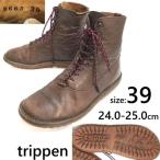 trippen/ Trippen * все кожа / натуральная кожа / гонки выше / Short / средний ботинки [39/24.0-24.5-25.0/ чай ]Vintage/Leather/Boots/*cWB104-02