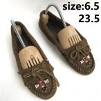ショッピングMINNETONKA Minnetonka/ミネトンカ★ビーズ装飾/スエードレザーローファー/スリッポン【size:6.5/23.5/brown/茶】loafer/Shoes/trainers◆sA-190