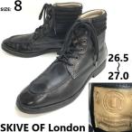  редкий товар / Англия знаменитая школа *SKIVE OF London* натуральная кожа / кожа / Work / короткие сапоги [8/26.5/black/ чёрный ]Leather/Boots/shoes*sWB109-2