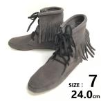 ショッピングMINNETONKA Minnetonka/ミネトンカ★フリンジショートブーツ【レディース7/グレー/gray】Boots/Shoes/high heels◆sWB111-5