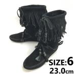 ショッピングMINNETONKA Minnetonka/ミネトンカ★フリンジモカシンブーツ【size:6/23.0/black/黒】スエード/Leather/Boots/shoes◆sWB111-6