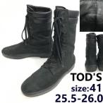 TOD'S/ Tod's *n задний кожа / гонки выше ботинки [41/25.5-26.0/ мужской /black/ чёрный ] длинный / средний длина /leather/Boots/Shoes*sWB120-7