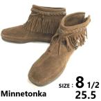 ショッピングMINNETONKA Minnetonka/ミネトンカ★フリンジショートブーツ【8.5/25.5/brown/茶】スエードレザー/Boots/Shoes◆sWB98-36