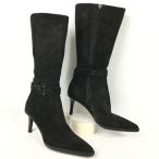 GUCCI/ Gucci сапоги size36.1/2C 22.5-23.0 степень ( чёрный /BLACK/ черный ) замша обработка труба No.WM75