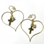 Yahoo! Yahoo!ショッピング(ヤフー ショッピング)送料無料！揺れる 大きめ ハートとクロス ゴールド ピアス 可愛い系