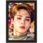 BTS JIMINjimin искусство постер + рама комплект чёрный (24X33cm) пуленепробиваемый подросток . van язык . лицо постер 
