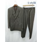 D921 [人気] LANVIN ランバン スーツ 52/50 ブラウン ストライプ ダブルブレスト イタリア製 SUPER 150s BL 11420/14 | ★