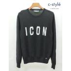 L780 [人気] DSQUARED2 ディースクエアード CON クルーネックニット M ブラック レディース | ★