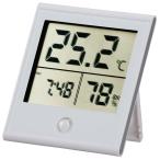 デジタル温湿度計 時計機能付 ホワイト OHM 08-0091 TEM-210-W 壁掛け・スタンド対応 温度計 湿度計