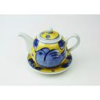 有田焼醤油さし[台付き汁次]染錦花鳥黄色