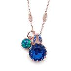 Mariana Serenity Rose Goldtone Pendant Necklace Blue with Blue Green Simula並行輸入品