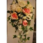  подлинный . белый . большой роза ., розовый цвет ba роза., свадьба букет [ искусственный цветок ]. *