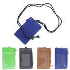  чехол для проездного билета чехол для пропуска карта держатель тонкий двусторонний compact тонкий кошелек для мелочи . ходить на работу посещение школы PU кожа ремешок на шею шнур застежка-молния карман прозрачный окно напёрсток 