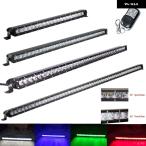 ショッピングリモートワークアクセサリー 【並行輸入品】 リモート コントロール 3D 5W シングルロウ LED ワーク ライトバー 22 32 42 52インチ オフロード トラック ATV カーアクセサリー ホワイト+レ