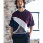 [FACTOTUM( Factotum )]Retro Color Scheme 12G Short Sleeve Knit Pullover вязаный (FTM-221-007)