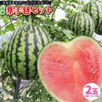 希少 ハート型 小玉スイカ 送料無料 【青森県産 小玉すいか 南部華手毬 ハート型+丸型 2玉セット】大向農園から直送