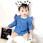 ベビー ロンパース ベビー服 デニムロンパース フォーマル 赤ちゃん ハーフバースデー 1歳 誕生日 新生児 女の子 男の子 秋冬 80 かわいい 出産祝い プレゼント