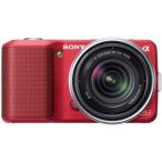 SONY α NEX-3 zoom линзы комплект красный хорошая вещь рабочее состояние подтверждено 1 месяцев с гарантией маленький размер легкий беззеркальный 