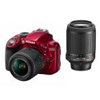 【中古】Nikon デジタル一眼レフカメラ D3300 ダブルズームキット レッド D3300WZRD
