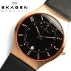 スカーゲン SKAGEN 腕時計 メンズ 233xxlrlb 革ベルト レザー ブラック×ピンクゴールド
