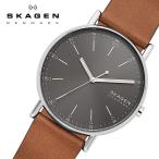 SKAGEN SUGNATUR 腕時計 メンズ レザーベルト ブラウン お洒落 人気 シンプル skw6578