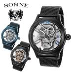 SONNE ゾンネ 腕時計 ウォッチ メンズ 49mm スカル クオーツ シースルーバック ブルー シルバー ギフト プレゼント sonne-s162 爆買