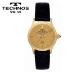 TECHNOS テクノス 24金 金箔文字盤 天然ダイヤモンド2石 サファイヤガラス レディース 腕時計 T1766GC TECHNOS テクノス 腕時計