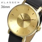 BOX破損のため大特価 KLASSE14 クラスフォーティーン 腕時計 36mm メンズ レディース ゴールド ブラック 革ベルト レザー VOLARE VO14GD001W