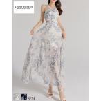 ショッピングLuxury 【Luxury Dress】 フラワー/ サテン/ シフォン/ ウエストカット/ ホルターネック/ フレア/ ロングドレス/ キャバドレス/ マキシドレス [TR250503] 韓国ドレス