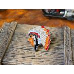 ウエスタンピンバッジ　（インディアンチーフ/オレンジ）　■ アメリカン雑貨 アメリカ雑貨 爆買