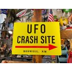 「UFO墜落現場の案内看板」　アルミサインボード　（リフレクター仕様）　■ アメリカン雑貨 アメリカ雑貨 爆買