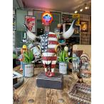 ショッピングスカル アメリカンフラッグ　スカル　スタンドオブジェ　ウエスタン　星条旗 ■ アメリカン雑貨 アメリカ雑貨