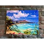  Hawaiian стекло Picture panel ( Вайкики пляж & бриллиант head ) # american смешанные товары America смешанные товары 