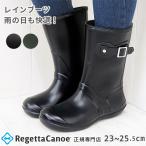 リゲッタ カヌー レインブーツ 長靴 レディース CCRB001 EVAインソール フラット 耐水 履きやすい 幅広 春 夏 秋 冬 黒