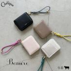 ミニ財布 BEAURE ビュレ 本革 牛革 レザー カウレザー レディース 二つ折り ハンドストラップ付き バイカラーラウンドファスナー おしゃれ かわいい B-24096