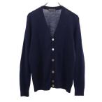  Barneys New York шерсть длинный рукав вязаный кардиган S темно-синий BARNEYS NEWYORK V шея мужской б/у одежда б/у 