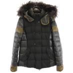 DUVETICA デュベティカ ダウン切替 長袖 リアルファー ダウンジャケット 42 カーキ系 レディース 古着 中古