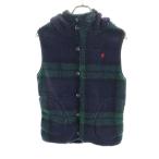 ショッピングジムフレックス GYMPHLEX ジムフレックス チェック ボア ベスト 12 ネイビー系 フード レディース 古着 中古