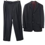 VISARUNObi обезьяна no сделано в Японии шерсть полоса рисунок костюм верх и низ выставить M чёрный серия мужской б/у одежда б/у 