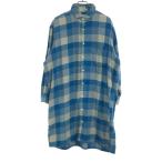 ショッピングINDIVIDUALIZED INDIVIDUALIZED SHIRTS インディビジュアライズドシャツ USA製 チェック 長袖 シャツワンピース 15-28 ホワイト×ブルー系 レディース 古着 中古