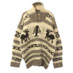 ショッピングカウチン ウール ハンドニット 長袖 カウチンセーター ブラウン系 メンズ 古着 中古