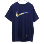 ショッピングナイキ tシャツ メンズ NIKE ナイキ FUTURE プリント 半袖 Tシャツ M ネイビー クルーネック メンズ 古着 中古