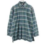 VINTAGE ヴィンテージ 70s ユーロワーク グランパ チェック 長袖 ハーフボタン ネルシャツ 4 グリーン系 メンズ 古着 中古