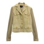 23ku 23区 長袖 袖リブニット レザージャケット 40 ベージュ系 本革 レディース 古着 中古