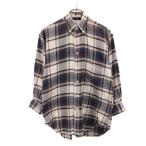 インディビジュアライズドシャツ チェック柄 7分袖 ボタンダウンシャツ 14 1/2 ベージュ系 INDIVIDUALIZED SHIRTS メンズ 古着 中古